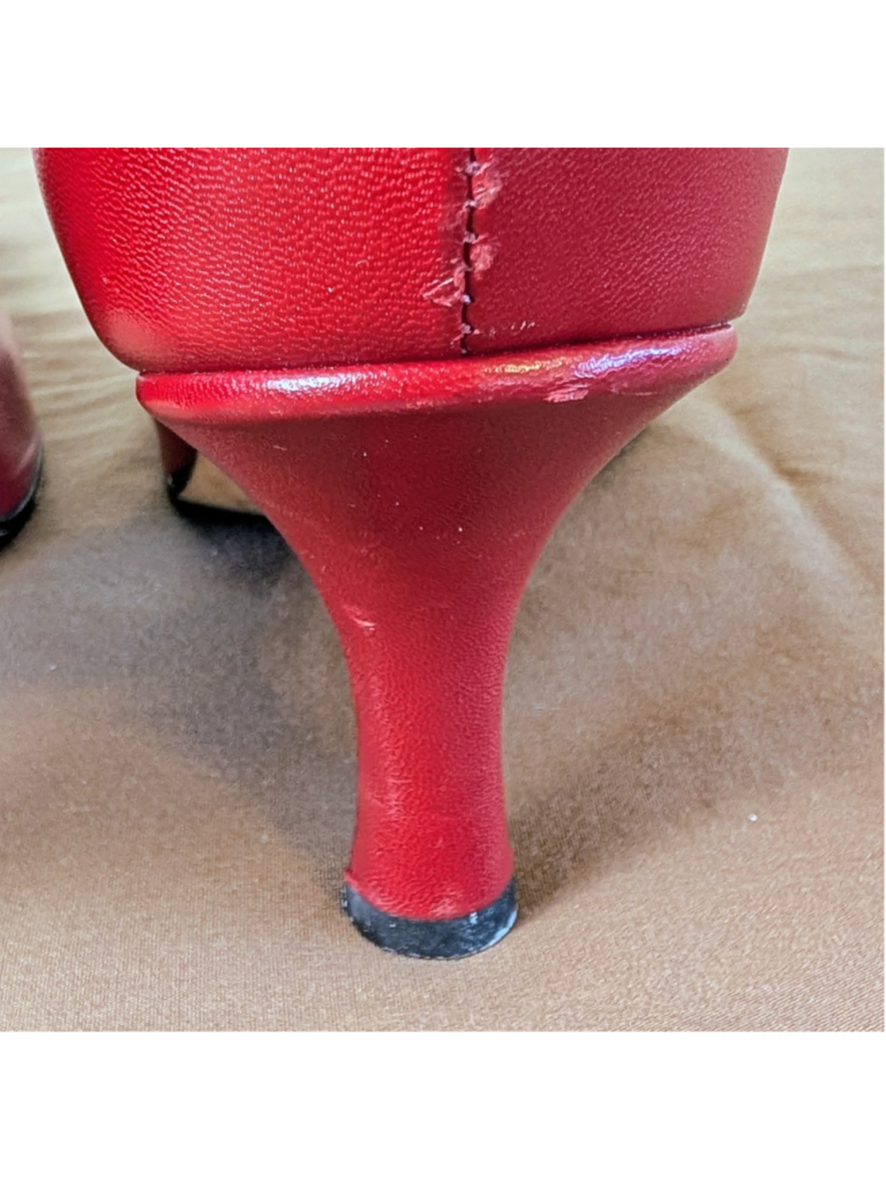 Vintage Antonio Melani Red Leather Pointed Toe Ankle Boots Y2K Gold Zip 7.5 - Picture 10 of 14